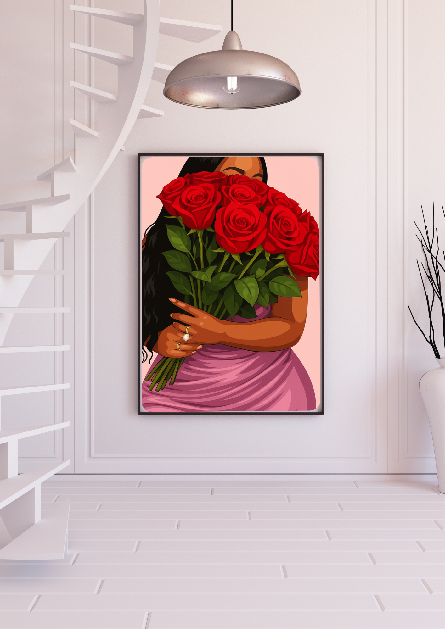 Affiche Afro Art - Femme roses
