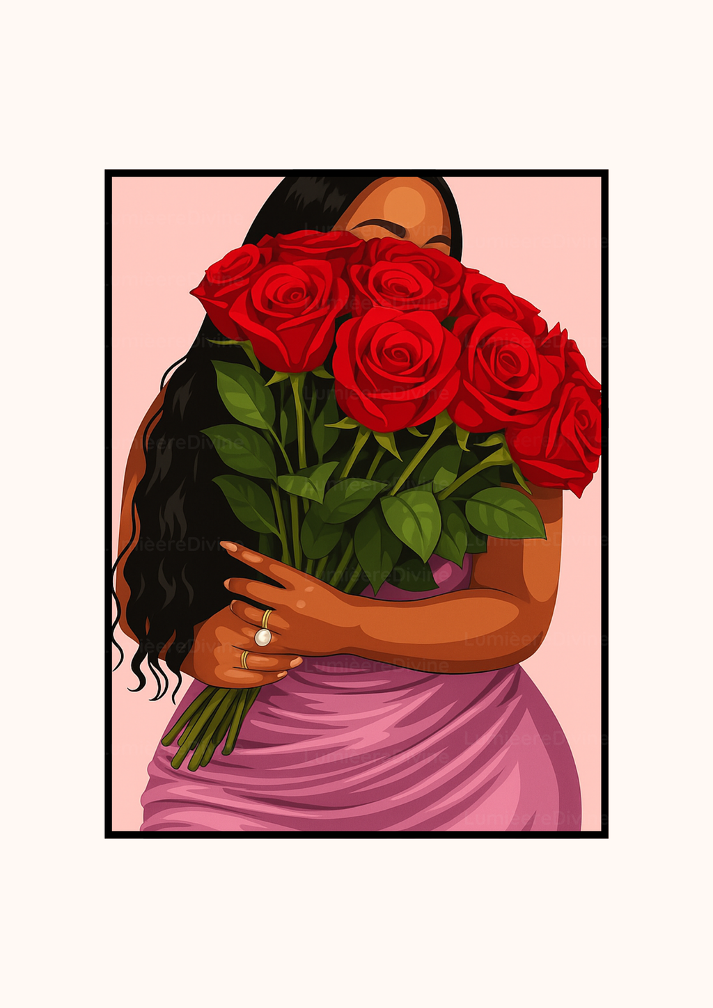 Affiche Afro Art - Femme roses