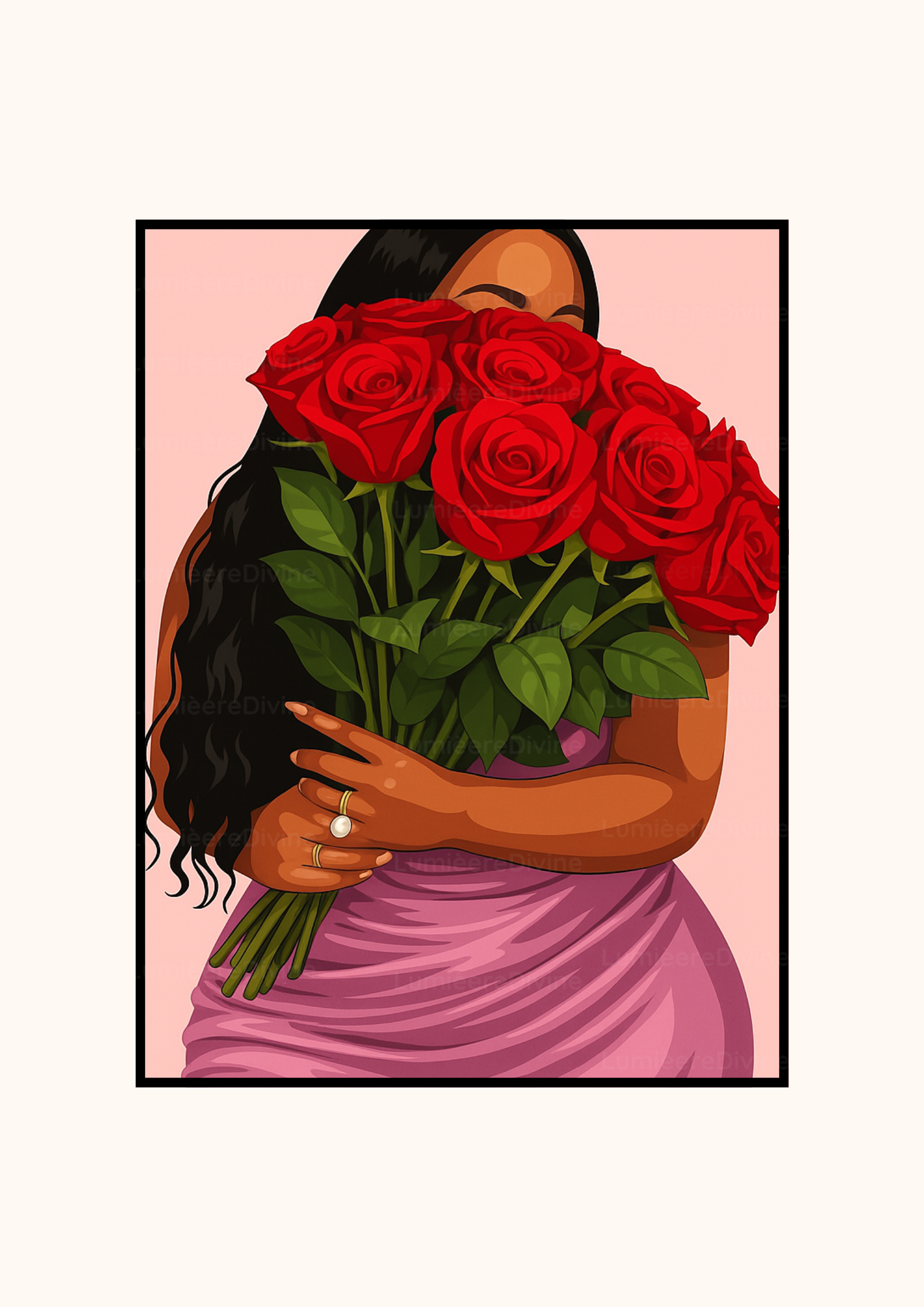 Affiche Afro Art - Femme roses