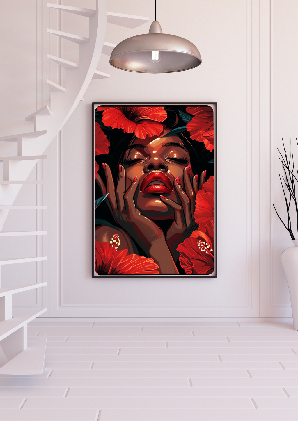 Affiche Afro Art - Femme Fleurit