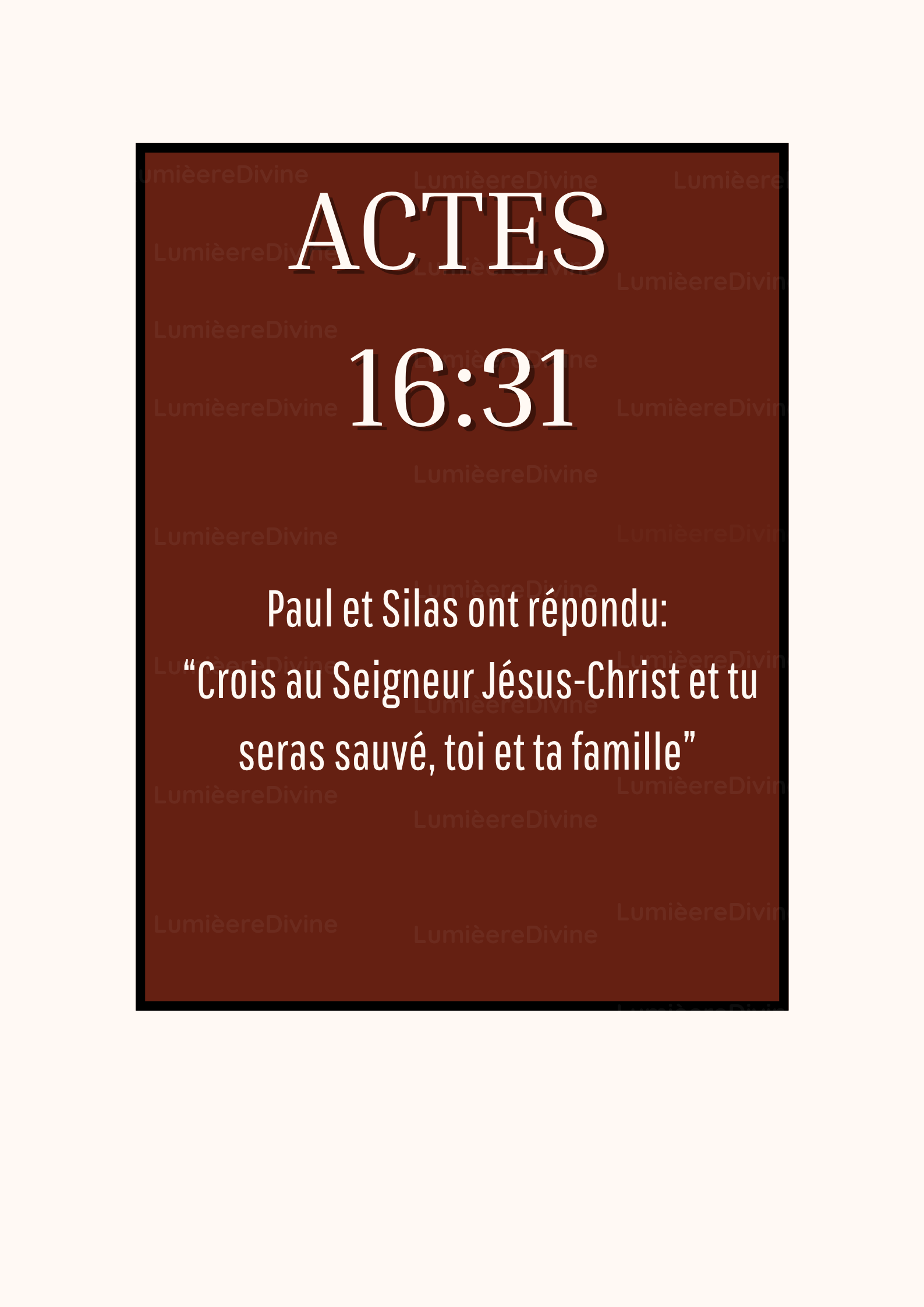 Affiche Chrétienne - Actes 16:31